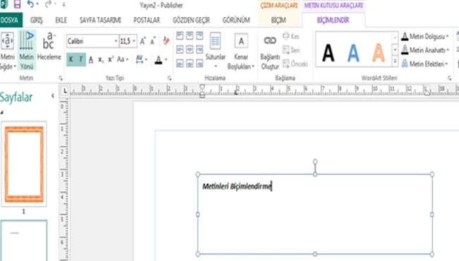 Metinleri biçimlendirme işlemleri